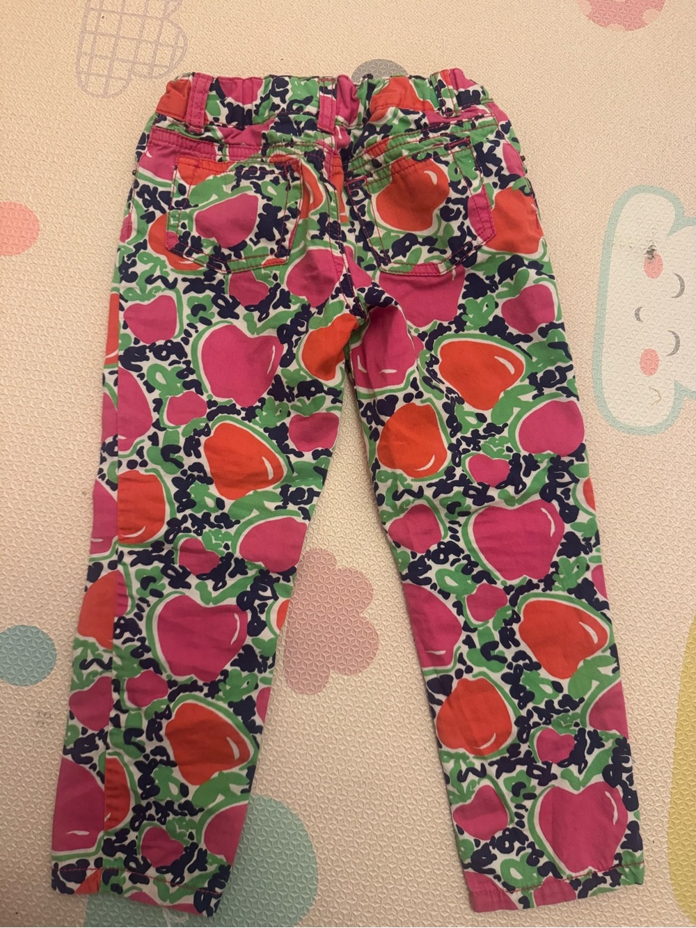 Lilly Pulitzer 5t Kids apples Print Stretch Pants - Pink, Green & Orange